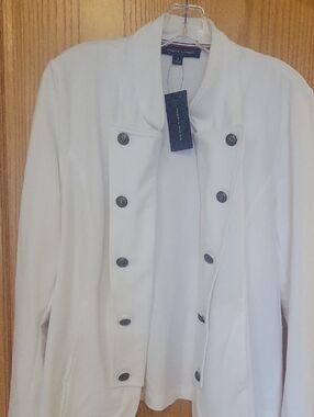 Tommy Hilfiger White Double-Breasted Pea Coat